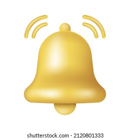 3d notification bell icon. Social media reminder. Realistic vector icon. Vector illustration. Eps 10.