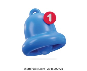 3d notification bell icon vector illustration