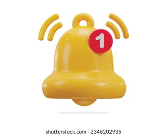 3d notification bell icon vector illustration