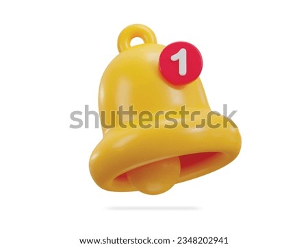 3d notification bell icon vector illustration