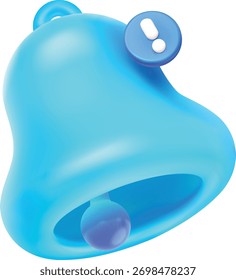 3D  notification bell with an important alert icon