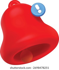 3D  notification bell with an important alert icon