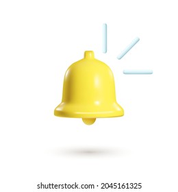 3 quinquies timbre de notificación aislado en fondo blanco. 3.ª representación realista de timbre sonora. Recordatorio de eventos de aviso en medios sociales. Concepto del mensaje de notificación. Ilustración vectorial de la alerta de chat de inserción.