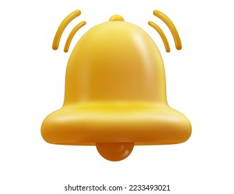 Icono realista de timbre de notificación 3d aislado en fondo blanco. Elemento Vector de medios sociales.