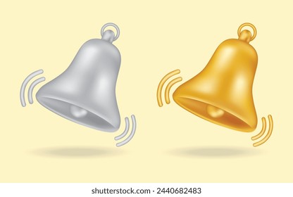 3d notification realistic Bell Icon label Design Social Media element Vector