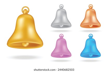 3D-Benachrichtigung Realistische Glocke Icon Label Design Social Media Element Vektor