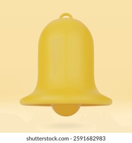 3D Notification Ring Bell Icon for Social Media Reminders, Subscription Notices, Inbox Messages, Subscription Alerts, and Important News Push Notifications. Vector illustration