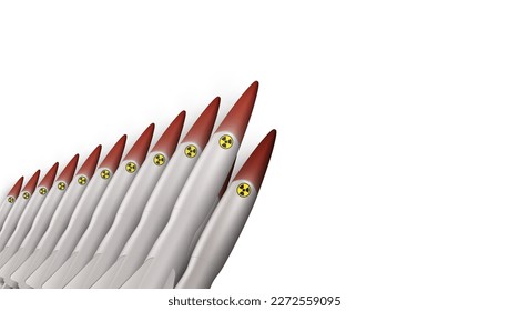 3D Nuclear Rockets Or Bombs Isolated On White Background. EPS10 Vector