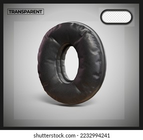 3D number 0 balloon leather black