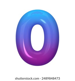 3D number 0 with blue and violet gradient. Modern, vibrant, and abstract. Perfect for digital art, graphic design, and creative projects. Vector illustration