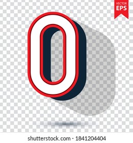 3D Number 0 with shadow icon vector. Eps10 vector illustration.