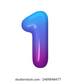 3D number 1 with blue and violet gradient. Modern, vibrant, and abstract. Perfect for digital art, graphic design, and creative projects. Vector illustration