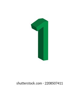3D NUMBER 1 VECTOR IN GREEN COLOR. NUMBER 1 VECTOR ILLUSTRATION ISOLATED ON WHITE BACKGROUND