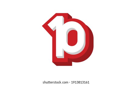 3D Number 10 Red Modern Cool Logo