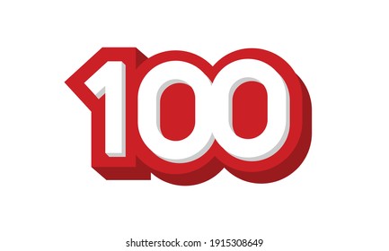 3D Number 100 Red Modern Cool Logo