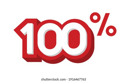 3D Number 100% Red Modern Cool Logo