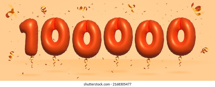 3d number 100000 Sale off discount promotion made of realistic confetti Foil 3d Orange helium balloon vector. Illustration for selling poster, banner ads, shopping bag, gift box, birthday, anniversary