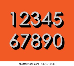 3d number 1,2,3,4,5,6,7,8,9,0 vector with shadow 