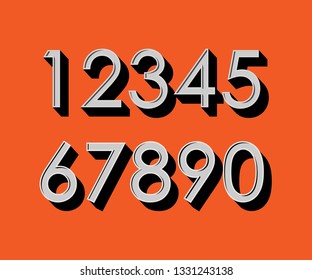 3d number 1,2,3,4,5,6,7,8,9,0 vector with shadow 