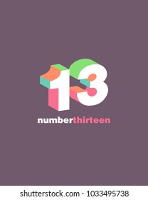 3D Number 13 thirteen vector template.
