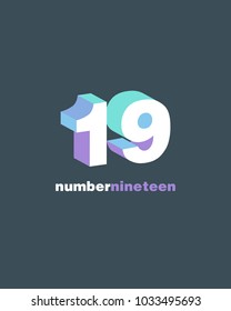 3D Number 19 nineteen vector template.
