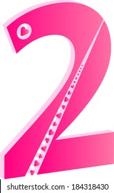 3D Number 2 Love Concept Vector