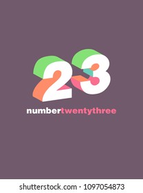 3D Number 23, Digit Twenty three template.