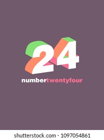 3D Number 24, Digit Twenty four template.