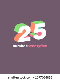3D Number 25, Digit Twenty five template.