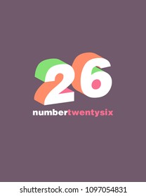 3D Number 26, Digit Twenty six template.