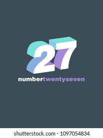 3D Number 27, Digit Twenty seven template.