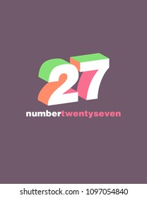 3D Number 27, Digit Twenty seven template.