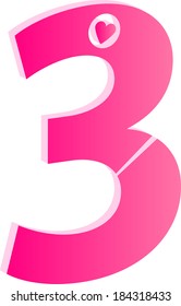 3D Number 3 Love Concept Vector