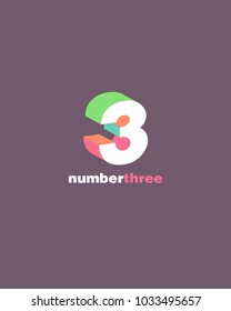 3D Number 3 three vector template.
