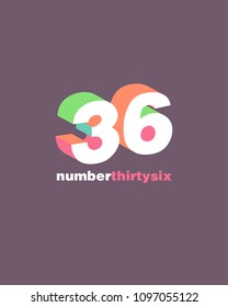 3D Number 36, Digit Thirty six vector template.
