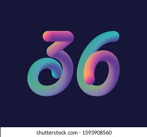 3D number 36 multi colour gradient digit icon vector template.