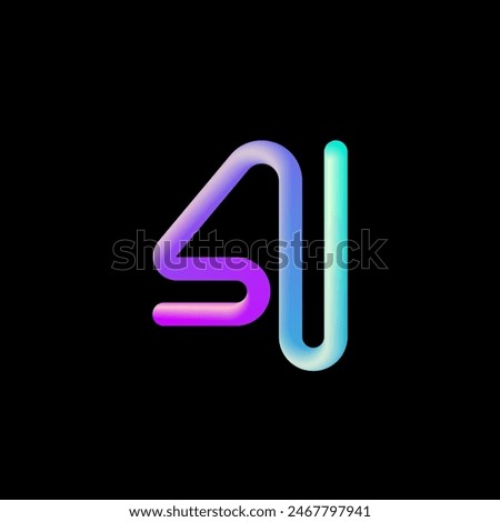 3d number 4, mathematical sign made from volumetric tubular