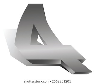 3D number 4. Set of liquid-style numbers for birthdays, bonuses, New Year, and promotions. Vector illustration in gray tones.