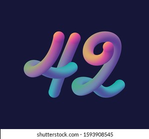 3D number 42 multi colour gradient digit icon vector template.