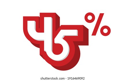 3D Number 45% Red Modern Cool Logo