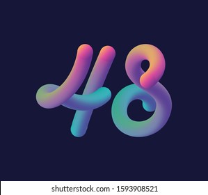 3D number 48 multi colour gradient digit icon vector template.