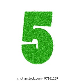 3D number 5 - from my natural green grass number collection - vector illustration
