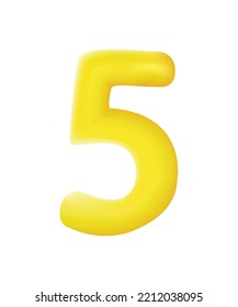 3d Number 5 vector . Golden five on white background