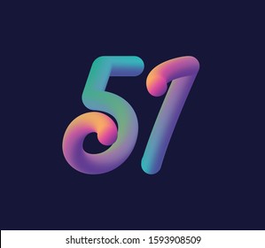 3D number 51 multi colour gradient digit icon vector template.