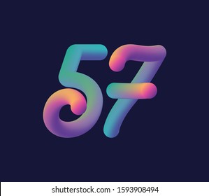 3D number 57 multi colour gradient digit icon vector template.