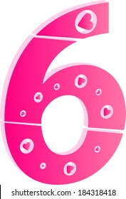 3D Number 6 Love Concept Vector