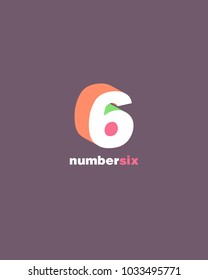 3D Number 6 six vector template.
