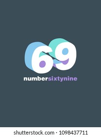 3D Number 69, Digit Sixty nine vector template.