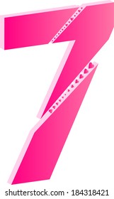 3D Number 7 Love Concept Vector