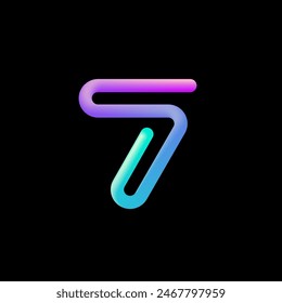 3d number 7, mathematical sign made from volumetric tubular